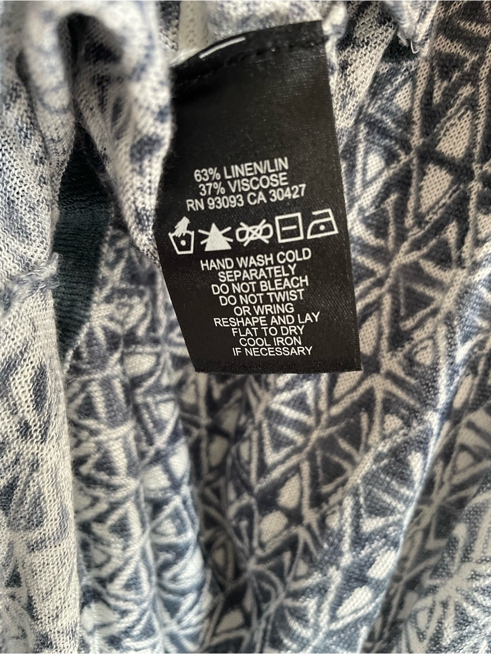 Nic + Zoe top lightweight scoop neck t shirt faux tie linen blend blue white M - Picture 7 of 7